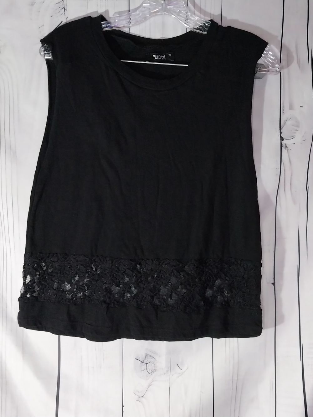 Michael Lauren Revolve Black Lace-Trim Boho Chic Minimalist Sleeveless Top NWT